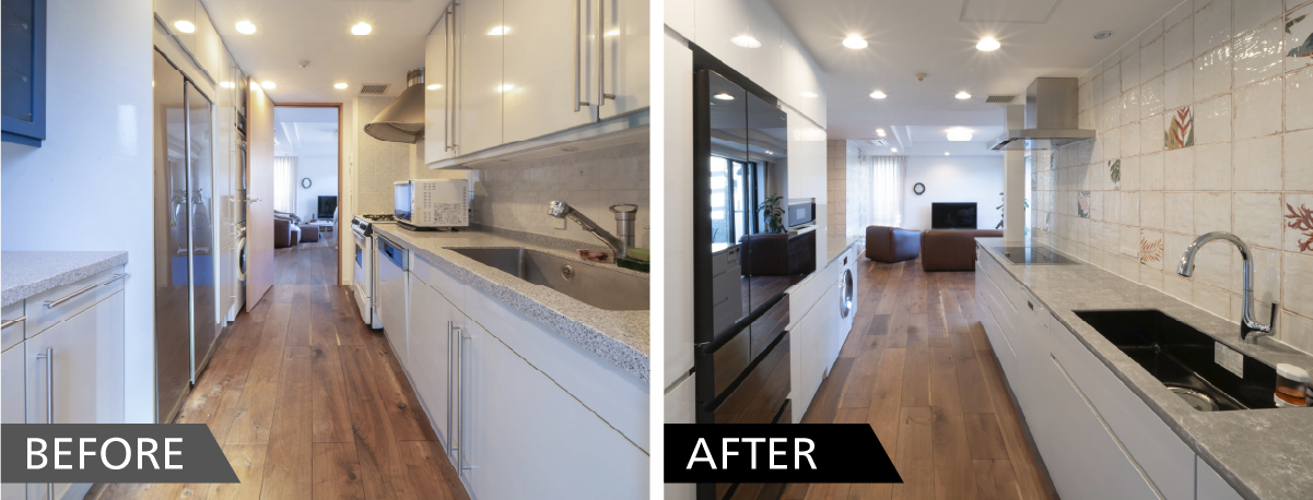 洗練されたシンプルモダンな空間にできるタイル