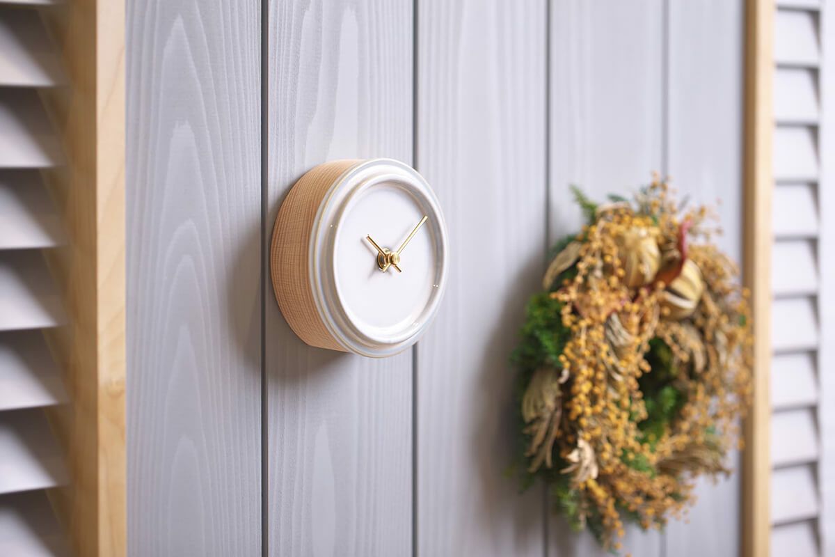 2WAY TILE WOOD CLOCK  Z-01 乳白釉 WOOD_CLOCK