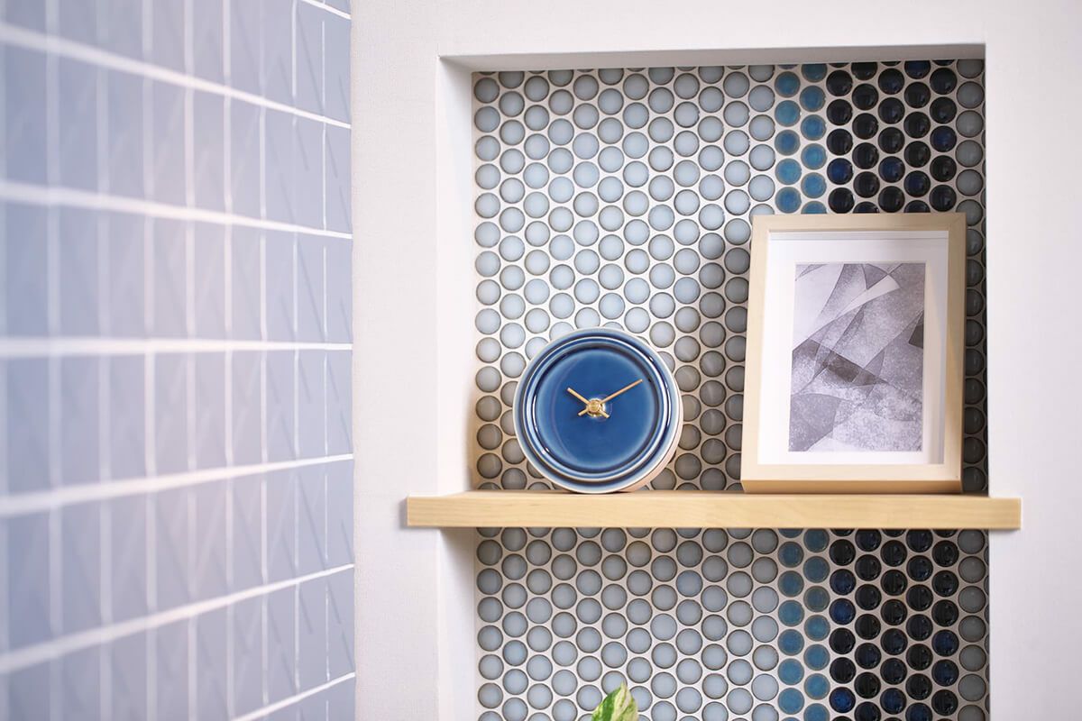 2WAY TILE WOOD CLOCK  P-12 ペールブルー WOOD_CLOCK