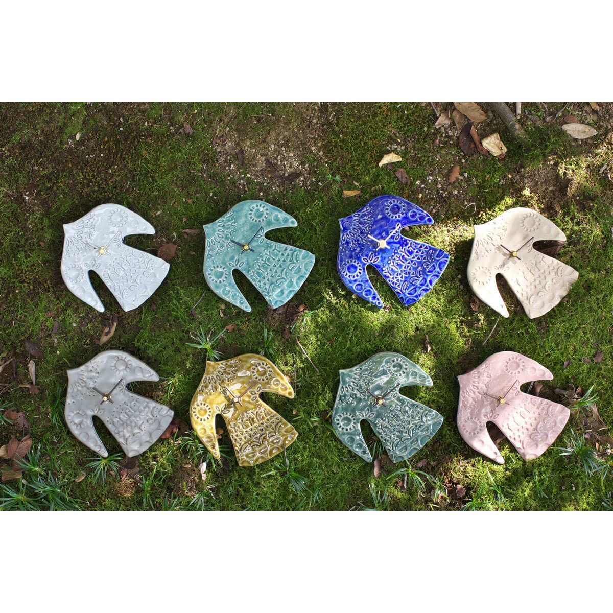 happy bird clock  ベージュ