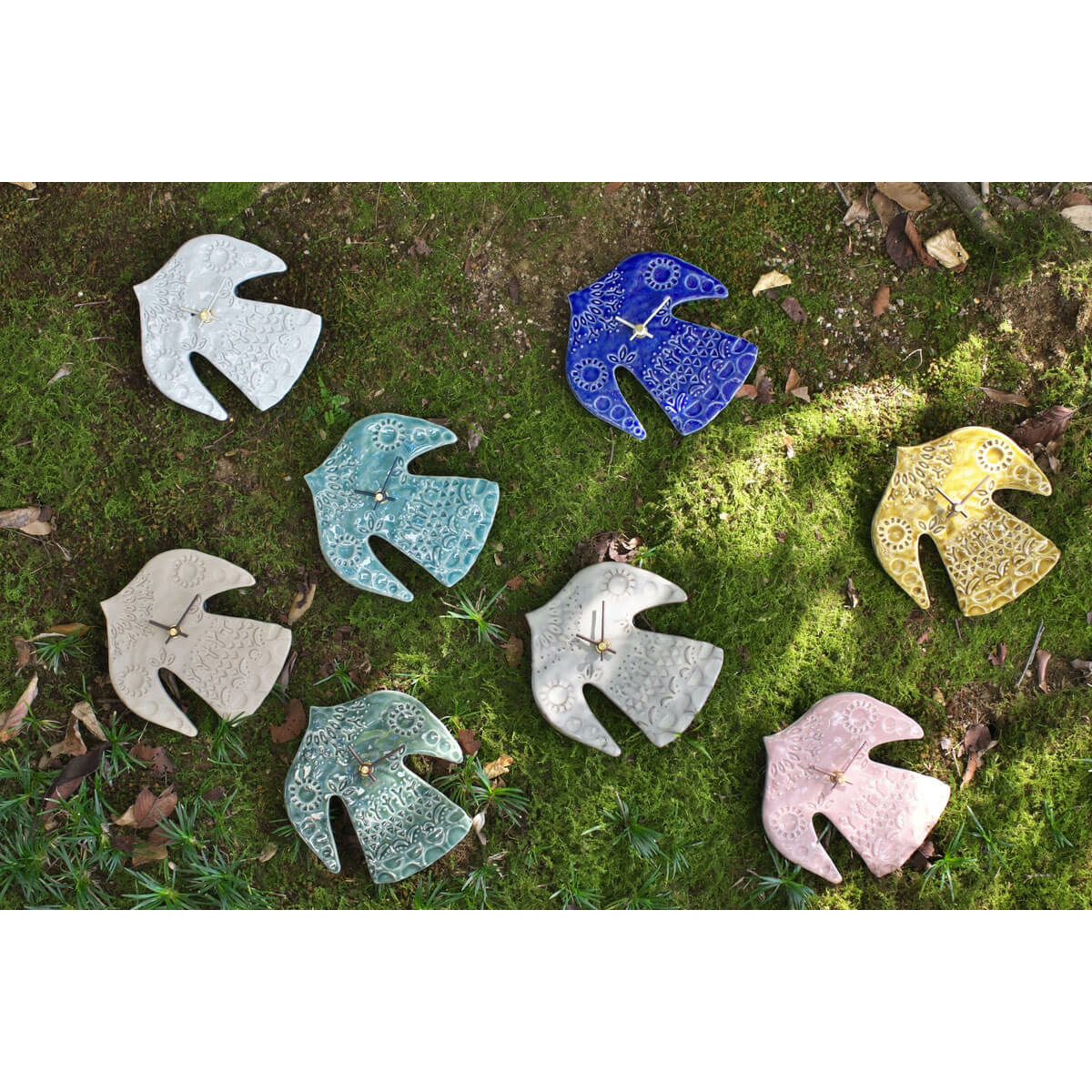 happy bird clock  マリンブルー