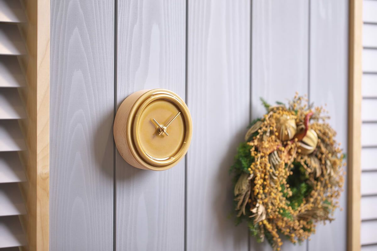 2WAY TILE WOOD CLOCK  P-14 ペールイエロー WOOD_CLOCK