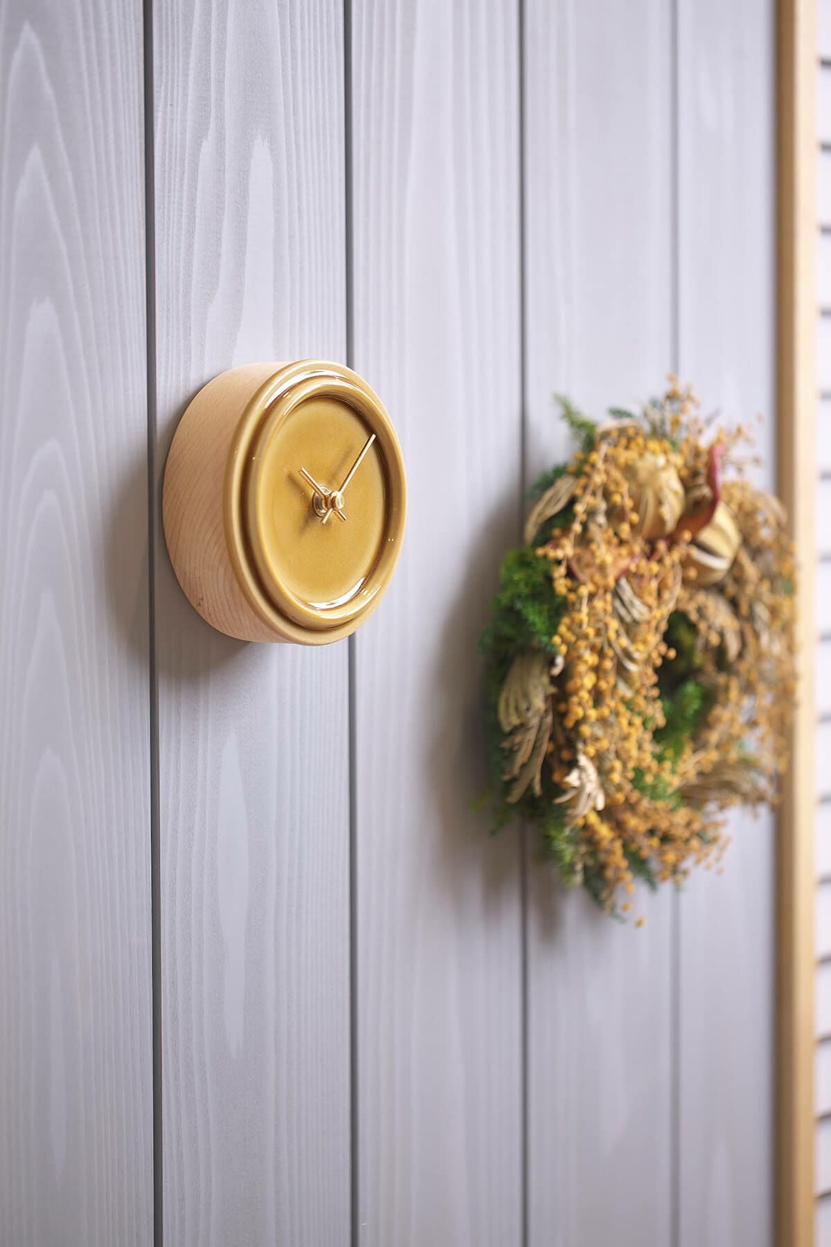 2WAY TILE WOOD CLOCK  P-14 ペールイエロー WOOD_CLOCK