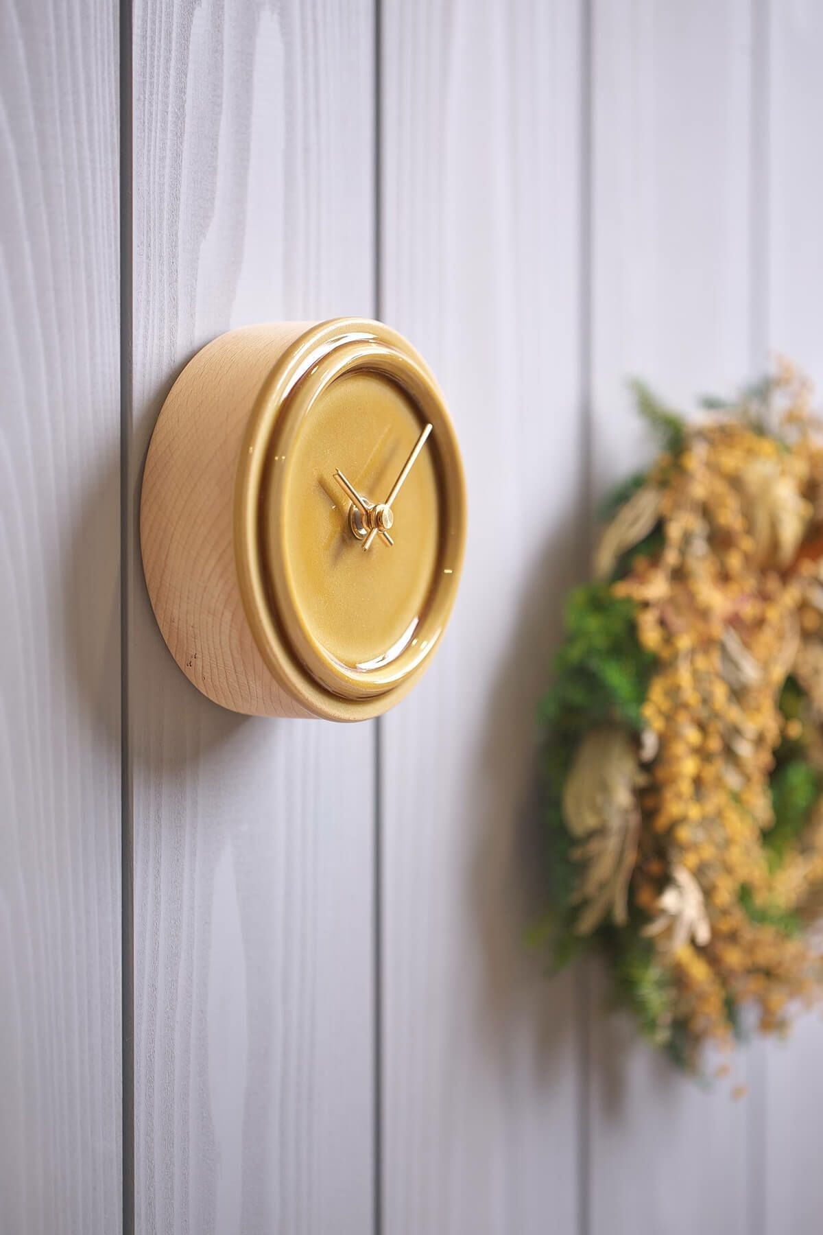 2WAY TILE WOOD CLOCK  P-14 ペールイエロー WOOD_CLOCK