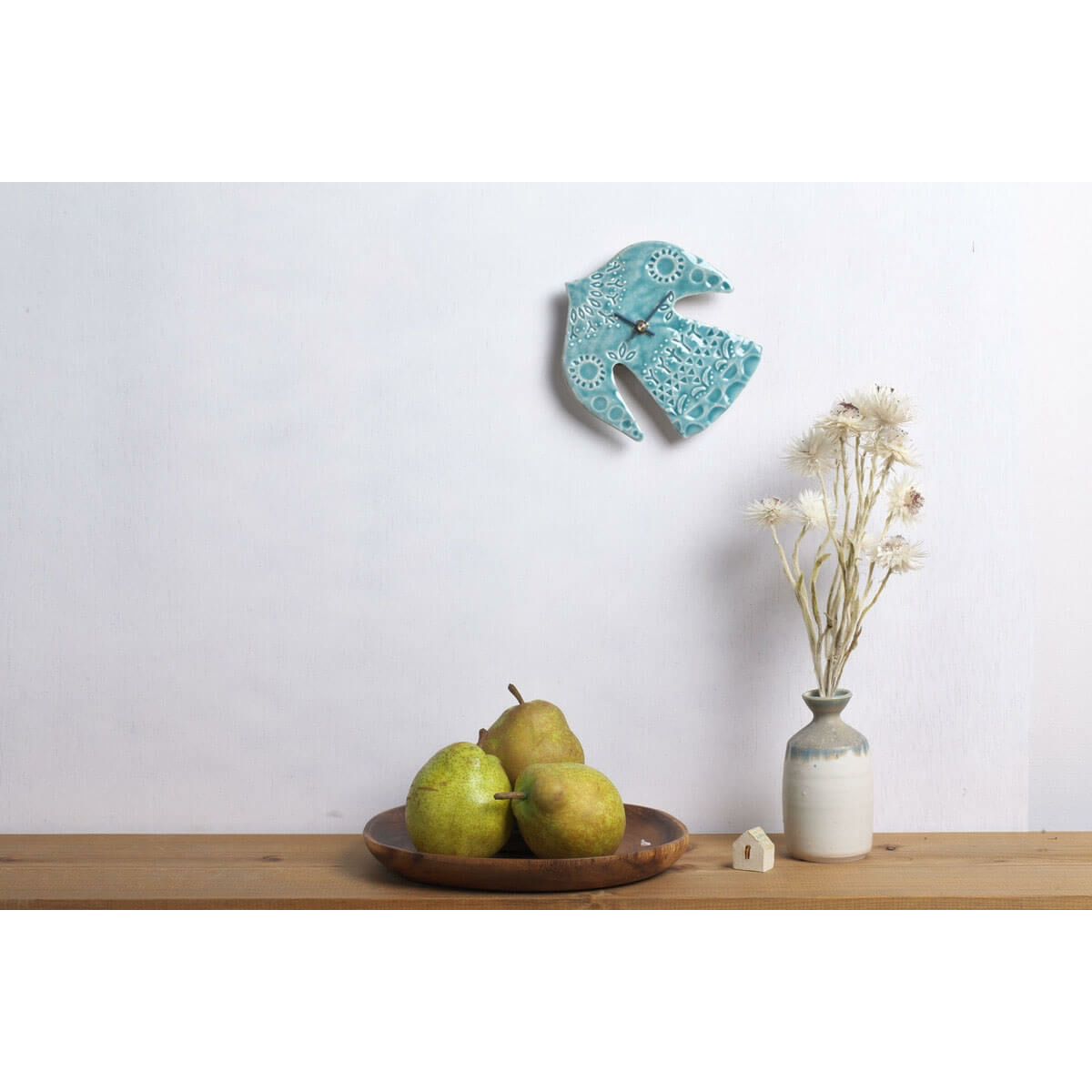 happy bird clock  ターコイズ