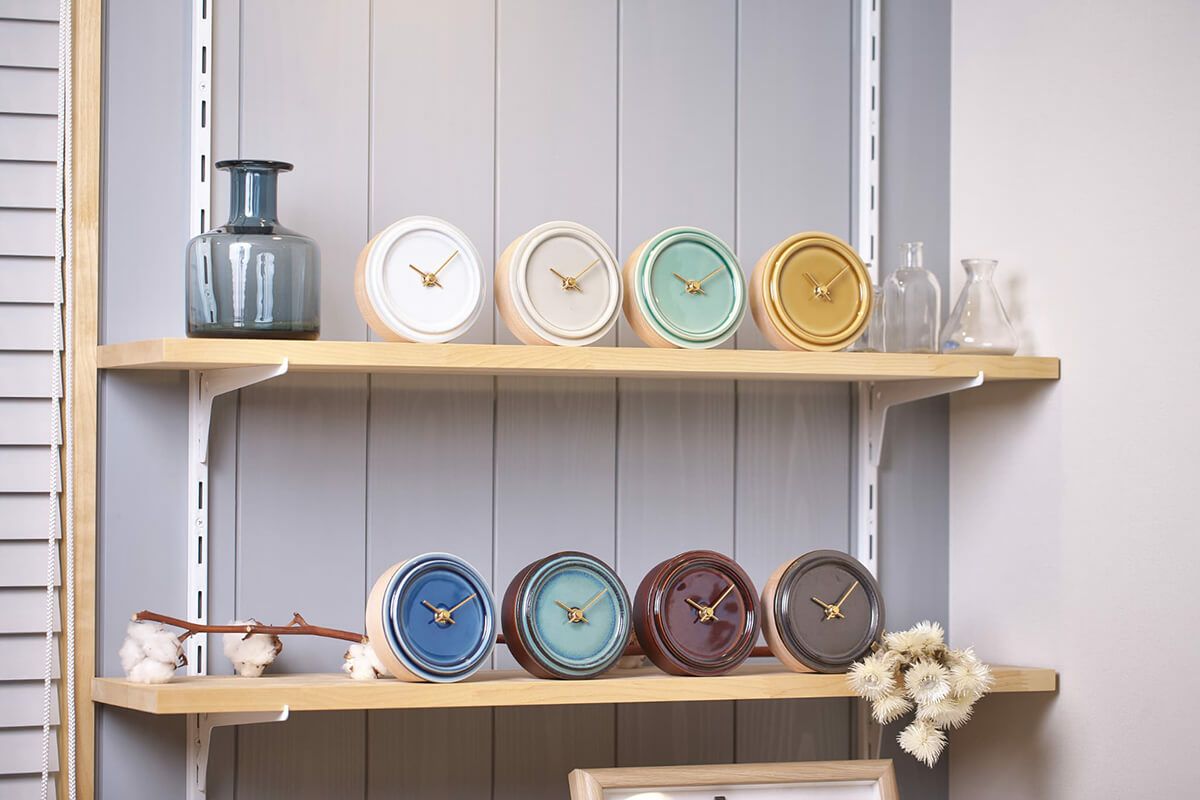 2WAY TILE WOOD CLOCK  Z-04 メタル釉 WOOD_CLOCK