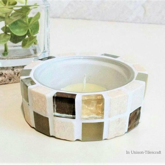 ［30%OFF］ハニーベージュ・キャンドルホルダー<br>TILECRAFT-010
