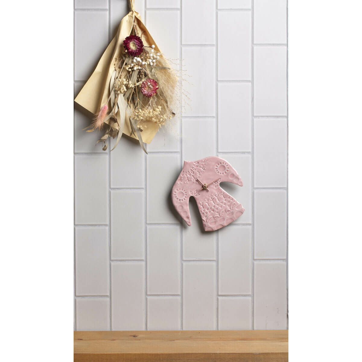 happy bird clock  ピンク