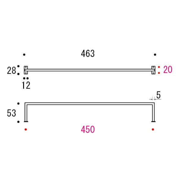 PF ihana 45B SQ BK  タオルバー  640185