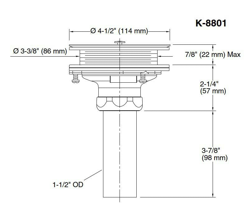 キッチン用排水ストレーナー<br>テールピースあり<br>K-8801-CP