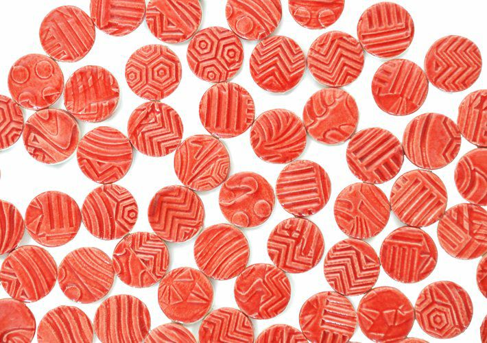 丸タイル<br>10個セット<br>SC-023-red