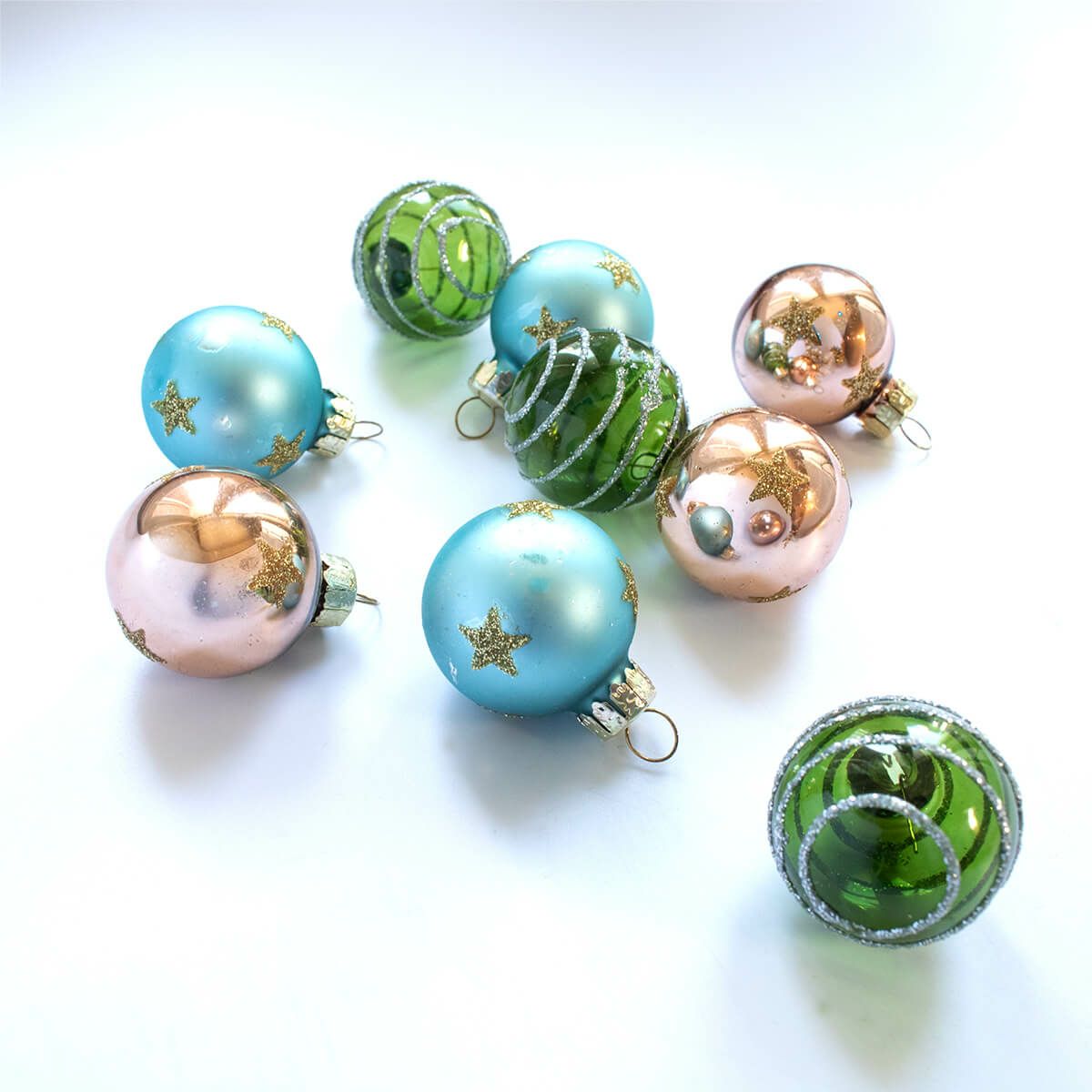 オーナメント　ミニグラスボールコパーブルーミックス