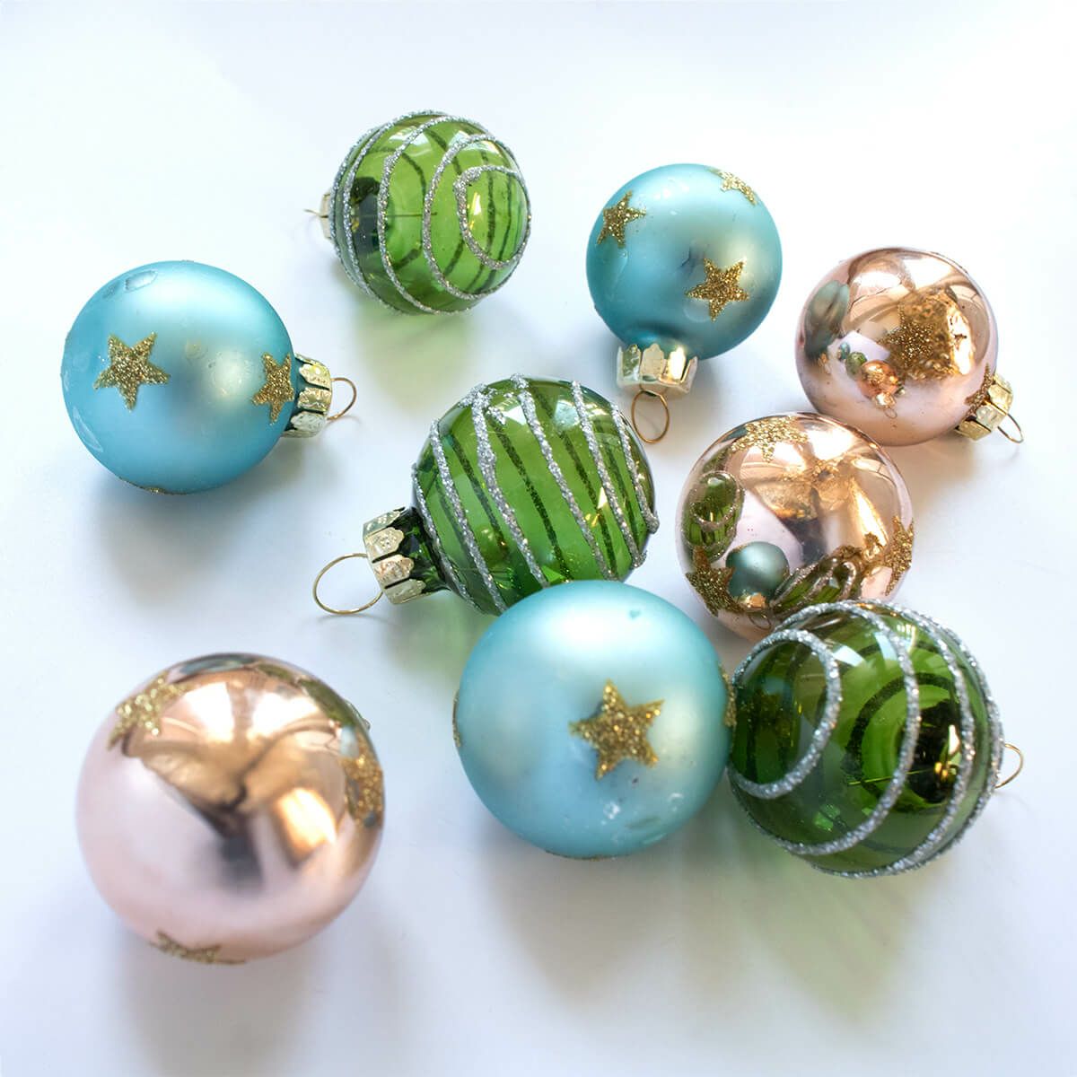 オーナメント　ミニグラスボールコパーブルーミックス