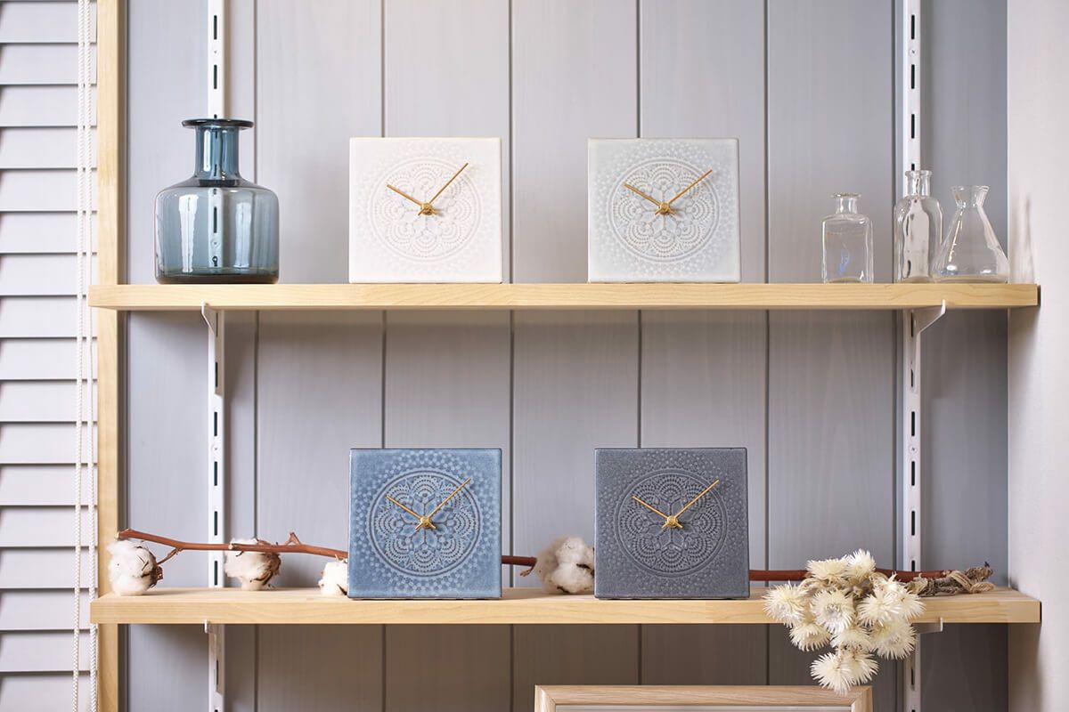 LACE TILE CLOCK  FOG-2RE グレー
