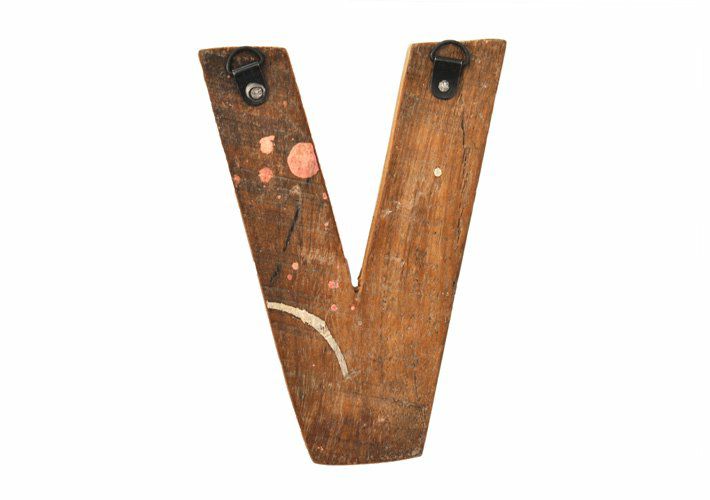 ウッドオーナメント・アルファベット<br>wood-V